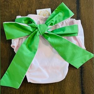 Beaufort Bonnet Bow diaper cover 12-18 months Pink & green perfect for Holidays!